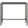 Mesa de bar para jardim 130x60x110 cm vidro e vime PE cinzento - Image 2