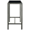Mesa de bar para jardim 130x60x110 cm vidro e vime PE cinzento - Image 3