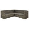 4 pcs conjunto lounge de jardim c/ almofadões vime PE cinzento - Image 3