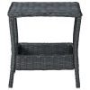 Mesa de jardim em vime PE 45x45x46,5 cm cinzento-escuro - Image 2