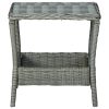 Mesa de jardim em vime PE 45x45x46,5 cm cinzento-claro - Image 2