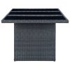 Mesa de jardim vime PE e vidro temperado cinzento-escuro - Image 3