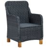Cadeiras de jardim c/ almofadões 2 pcs vime PE cinzento-escuro - Image 3