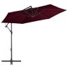 Guarda-sol cantilever c/ poste alumínio 300 cm vermelho bordô