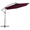 Guarda-sol cantilever c/ poste alumínio 300 cm vermelho bordô - Image 2