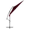 Guarda-sol cantilever c/ poste alumínio 300 cm vermelho bordô - Image 3