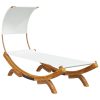 Espreguiçadeira c/ toldo 100x200x126 cm madeira curva creme - Image 2