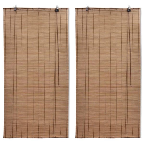 Estores de rolo 2 pcs 150 x 220 cm bambu castanho