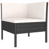 6 pcs conjunto lounge de jardim c/ almofadões vime PE preto - Image 3