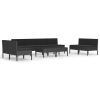 10 pcs conjunto lounge de jardim c/ almofadões vime PE preto - Image 2