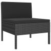 10 pcs conjunto lounge de jardim c/ almofadões vime PE preto - Image 3