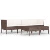 6 pcs conjunto lounge jardim c/ almofadões vime PE castanho - Image 2