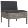 6 pcs conjunto lounge de jardim c/ almofadões vime PE cinzento - Image 3