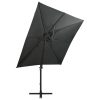 Guarda-sol cantilever c/ poste e luzes LED 250 cm antracite - Image 3