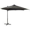 Guarda-sol cantilever c/ poste e luzes LED 300 cm antracite