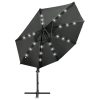Guarda-sol cantilever c/ poste e luzes LED 300 cm antracite - Image 2