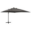 Guarda-sol cantilever c/ poste e luzes LED 300 cm antracite