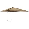 Guarda-sol cantilever c/ poste e luzes LED 300 cm cinza-acast.