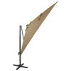 Guarda-sol cantilever c/ poste e luzes LED 300 cm cinza-acast. - Image 2