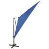 Guarda-sol cantilever c/ poste e luzes LED 300 cm azul-ciano - Image 2