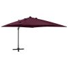 Guarda-sol cantilever c/ poste e luzes LED 300 cm bordô