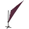 Guarda-sol cantilever c/ poste e luzes LED 300 cm bordô - Image 2