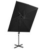 Guarda-sol cantilever com toldo duplo 250x250 cm preto