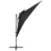 Guarda-sol cantilever com toldo duplo 250x250 cm preto - Image 3