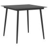 Mesa de jantar para jardim 80x80x74 cm aço e vidro preto