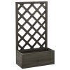 Vaso com treliça para jardim 50x25x90 cm abeto maciço cinzento