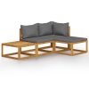 4 pcs conjunto lounge de jardim c/ almofadões acácia maciça - Image 2