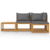 4 pcs conjunto lounge de jardim c/ almofadões acácia maciça - Image 3