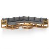 9 pcs conjunto lounge de jardim c/ almofadões acácia maciça - Image 2