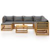 9 pcs conjunto lounge de jardim c/ almofadões acácia maciça - Image 3
