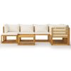 8 pcs conjunto lounge jardim c/ almofadões acácia maciça creme - Image 3