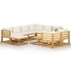 10 pcs conjunto lounge jardim c/ almofadões acácia maciça creme - Image 2