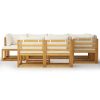 10 pcs conjunto lounge jardim c/ almofadões acácia maciça creme - Image 3