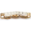 11 pcs conjunto lounge jardim c/ almofadões acácia maciça creme - Image 2