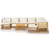 11 pcs conjunto lounge jardim c/ almofadões acácia maciça creme - Image 3