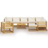 12 pcs conjunto lounge jardim c/ almofadões acácia maciça creme - Image 3