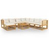 9 pcs conjunto lounge jardim c/ almofadões acácia maciça creme - Image 2