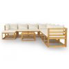 9 pcs conjunto lounge jardim c/ almofadões acácia maciça creme - Image 3