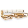 7 pcs conjunto lounge jardim c/ almofadões acácia maciça creme - Image 2