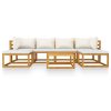 7 pcs conjunto lounge jardim c/ almofadões acácia maciça creme - Image 3