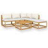 6 pcs conjunto lounge jardim c/ almofadões acácia maciça creme - Image 2