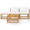 4 pcs conj. lounge jardim c/ almofadões cor creme acácia maciça - Image 3
