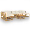 8 pcs conjunto lounge jardim c/ almofadões acácia maciça creme - Image 2