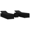 3 pcs espreguiçadeiras jardim c/ mesa de centro vime PE preto - Image 2