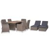 9 pcs conjunto de jantar para exterior vime PE castanho