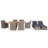9 pcs conjunto de jantar para exterior vime PE castanho - Image 2
